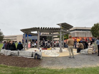 People gathered at the opening ceremony. 