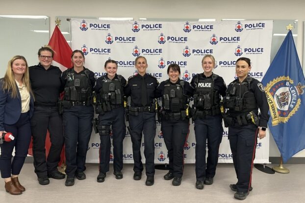 Women of the Belleville Police Service pose for a photo.