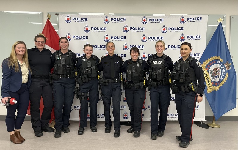 Women of the Belleville Police Service pose for a photo.